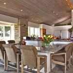 Nook with Kitchen beyond.  The Nook was designed as a soda-bar with recessed floor and work counters.