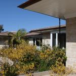 Close up of the entry portico with nook beyond.